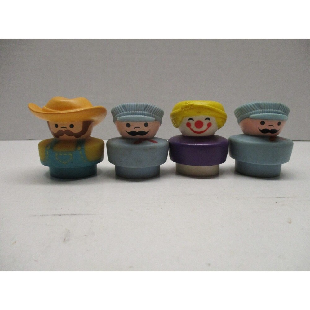 Lot Of 4 Vintage Fisher Price Chunky Little People 1995 Train Conductor Clown